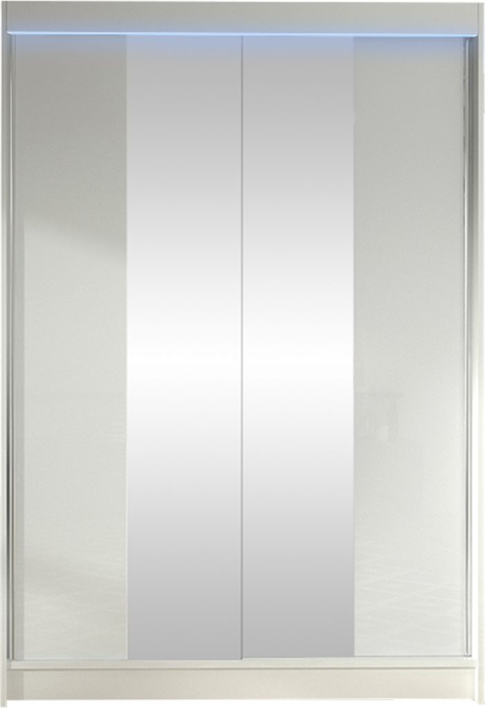 MIRJAN24 Schiebetürenschrank Lino II, Schrank mit Spiegel, Kleiderschrank (Weiß, mit RGB LED Beleuchtung)