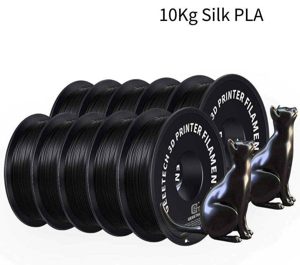 Seiden-PLA-Filament - 1,75 mm 3D-Drucker-Filament - 10 kg - Vakuumverpackt - Schwarz