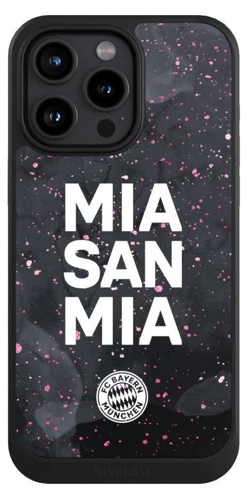 NIVOCASE Hülle für Apple iPhone 15 Pro Max Handyhülle NIVOcore Case Schwarz FC Bayern München Mia San Mia Girl Style