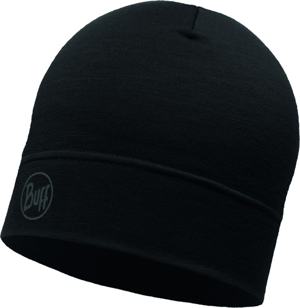 Buff Merino Lightweight Beanie Solid Black UNI Czapka Zdjęcie produktu 