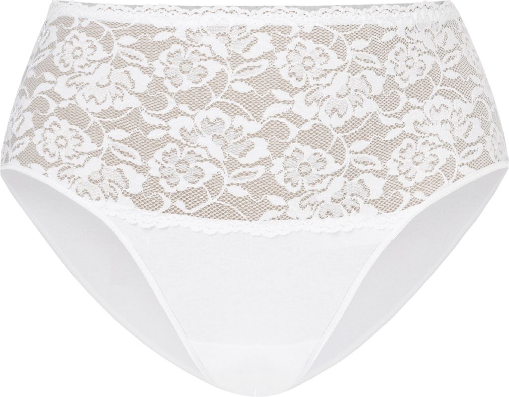 Teyli Hohe Taille Baumwollslip mit floraler Spitze Violetta Female 144 weiß 5XL