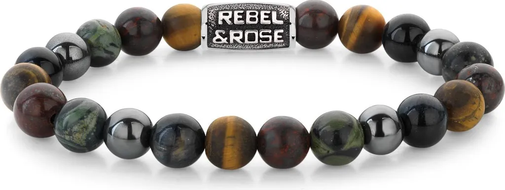 Bracelet de Perles pour Homme Rebel & Rose Stormy Weather Gris Taille L