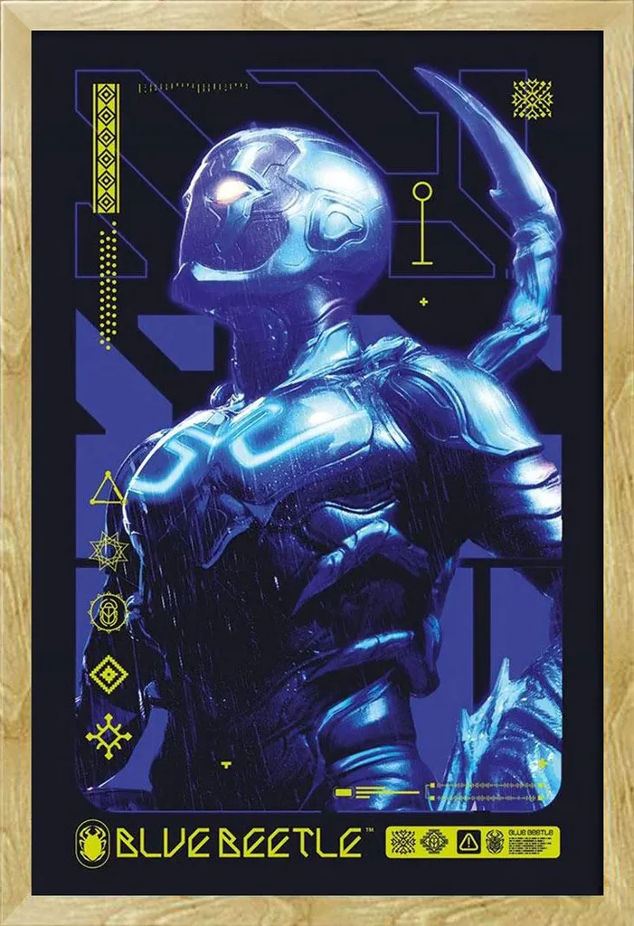Blue Beetle Poster Alien Biotech con Cornice Shinsuke Faggio e Acrilico