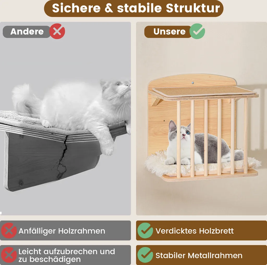 Arrampicata Gatti Parete COSTWAY 5 Pezzi: Design in Legno e Sisal - 7