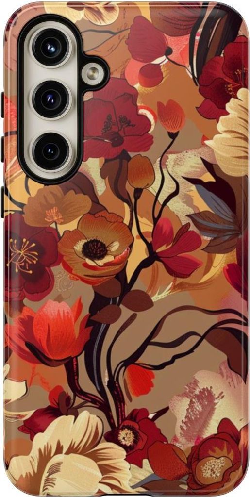 Warme Blumenpracht in Burgunderrot und Orange – Hülle Kompatibel mit Samsung Galaxy S24 Plus