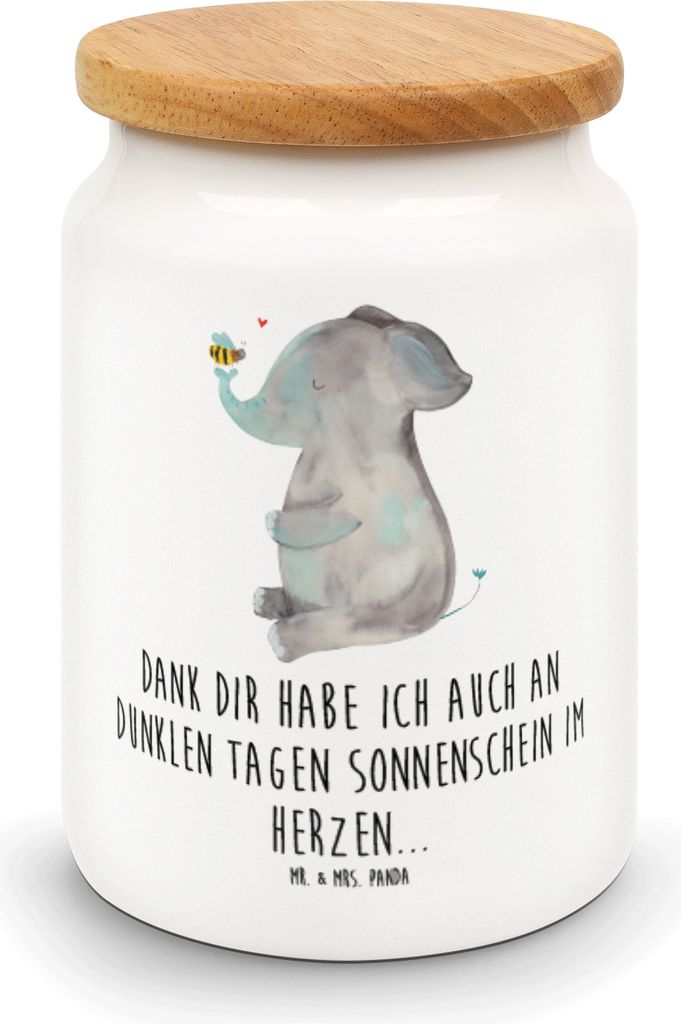 Mr. & Mrs. Panda Teedose Elefant Biene - Weiß - Geschenk, Keksdose, gebäckdose, Dose, Liebesspruch, Heiratsantrag, Vorratsdose, Liebe, Kaffeedose...