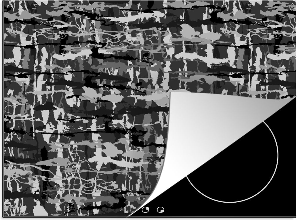 KitchenYeah Herdabdeckplatte Camouflage - Farbe - Muster , 70x52cm, Küche Deko, Glaskeramikkochfeld Herdabdeckung, Abdeckplatte fùr Kochfeld