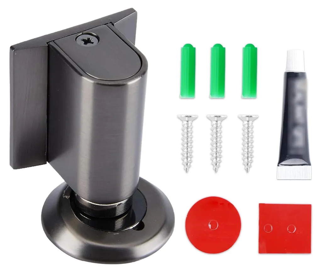 Butée de porte magnétique ultra-puissante en acier inox brossé argent