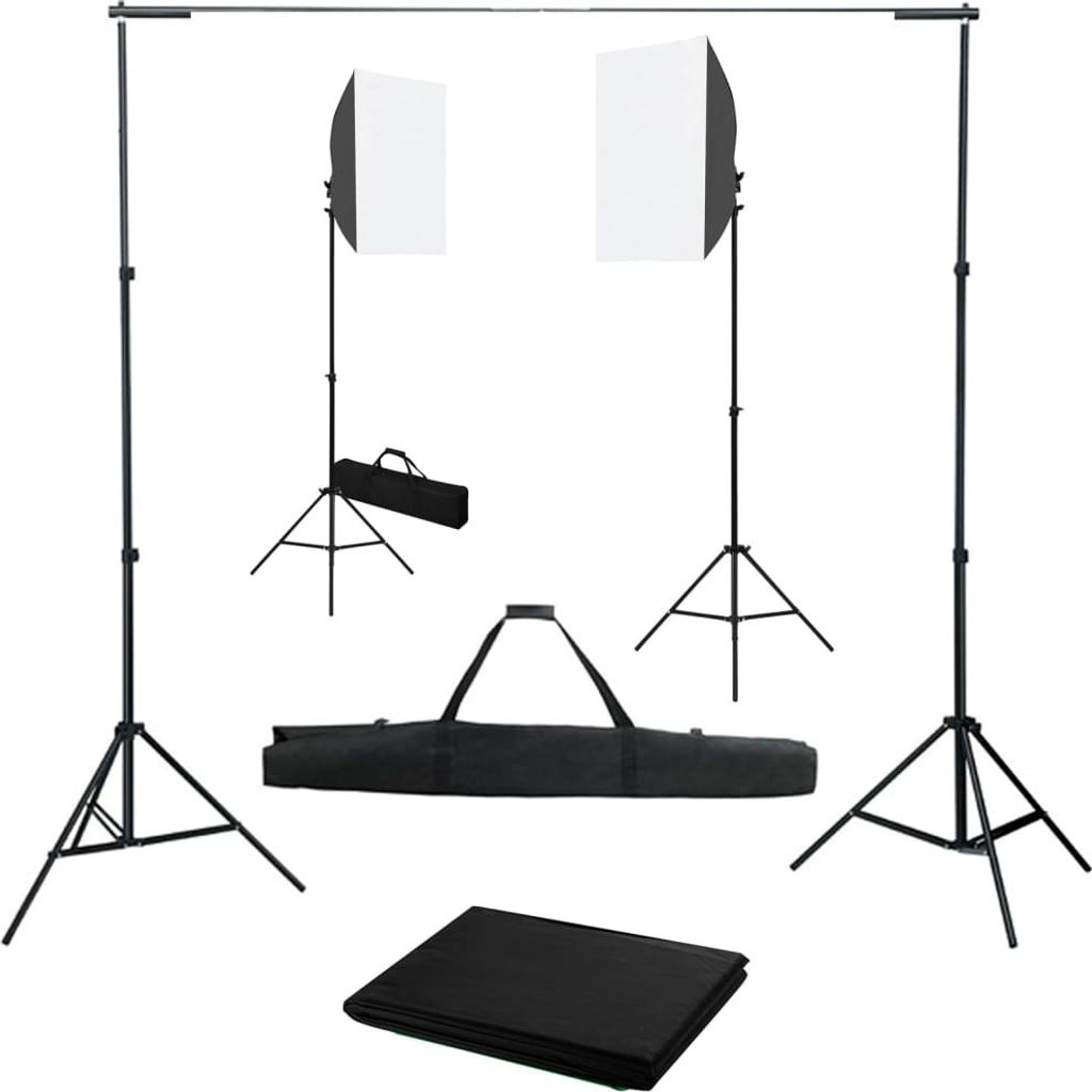 Fotostudio-Set mit Softboxen und Hintergrundsystem