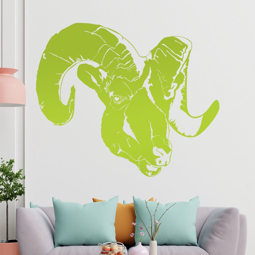 KIWISTAR Mufflon europäisch Korsika Wandtattoo in 6 Größen - Wandaufkleber Wall Sticker - Dekoration, Küche, Wohnzimmer, Schlafzimmer, Badezimmer