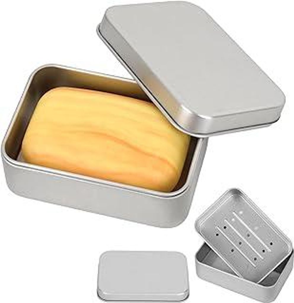 Behiruch 2 Stück Seifendose Reise aus Aluminium, Seifenbox mit Abtropfgitter, Seifenschalen Wasserdicht, Festes Shampoo Aufbewahrung, SeifenbehäL...