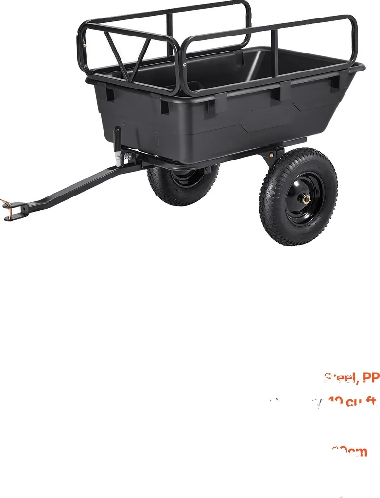 Remorque de jardin 227kg 10 cu.ft Noir avec Benne Basculante robuste