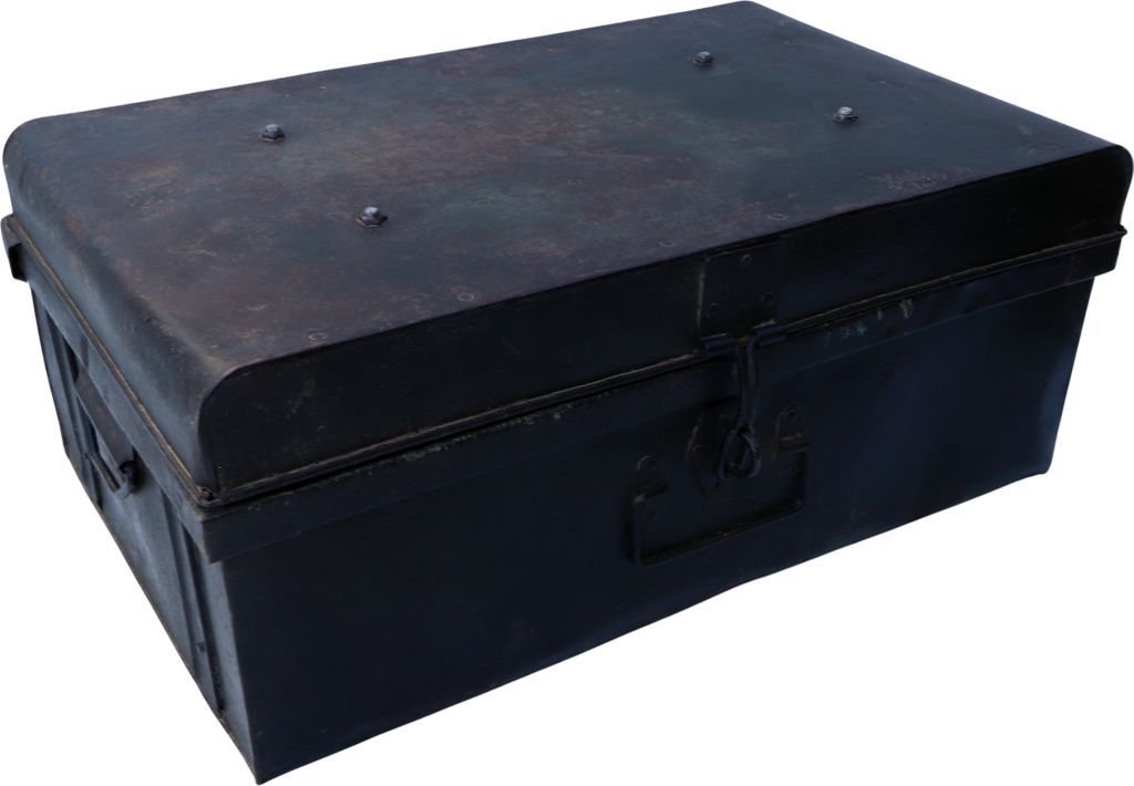 Alter Blechkoffer, Antiker Metallkoffer - Modell 6, Braun, 26*61*39 cm, Truhen, Kisten, Koffer