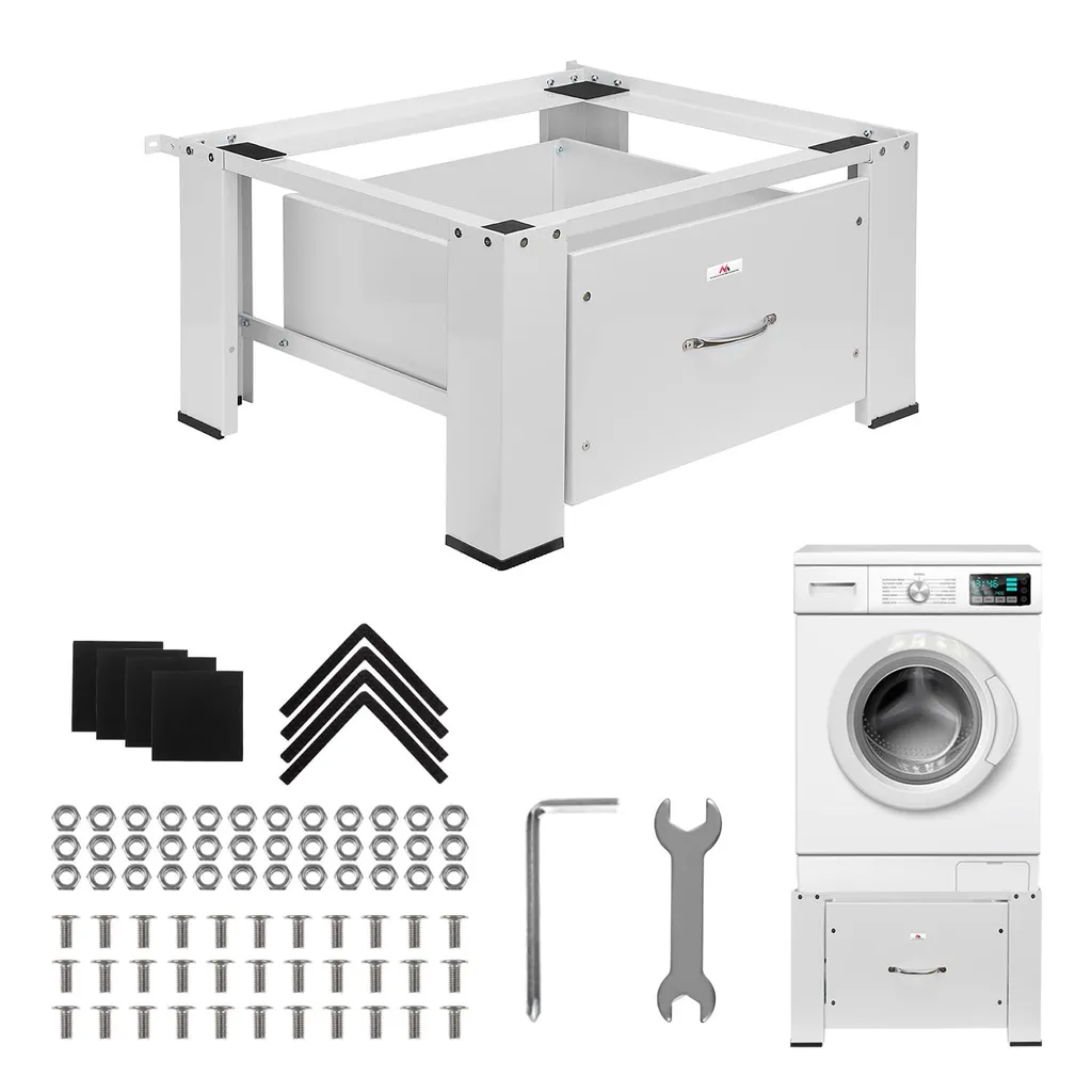 Socle surélevé 150kg Maclean MC-117 W blanc avec rangement coulissant