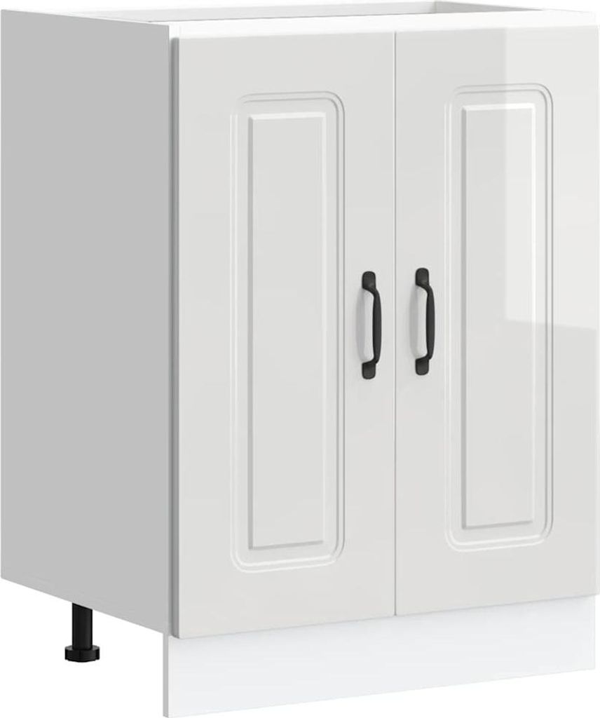 vidaXL Spülenunterschrank Kalmar Hochglanz-Weiß 60x46x81,5 cm