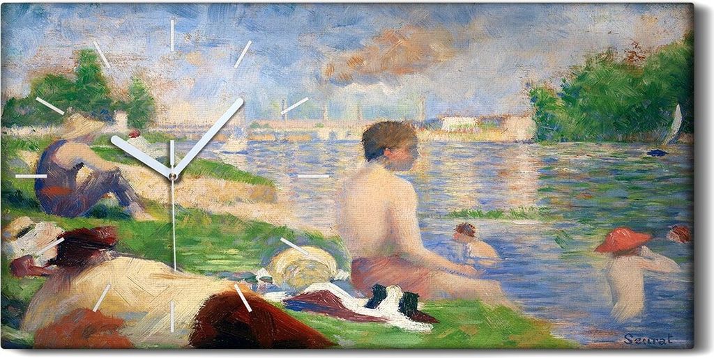 Dekor Leinwand Uhr Wandbilder Geräuschlos Kunstdruck 60x30 Badende in Asnières - weiße Hände