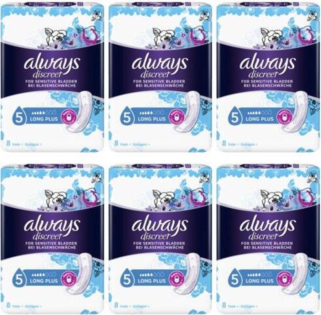 Always Discreet for Sensitive Bladder Long Plus Pads 8 pro Produktbild 