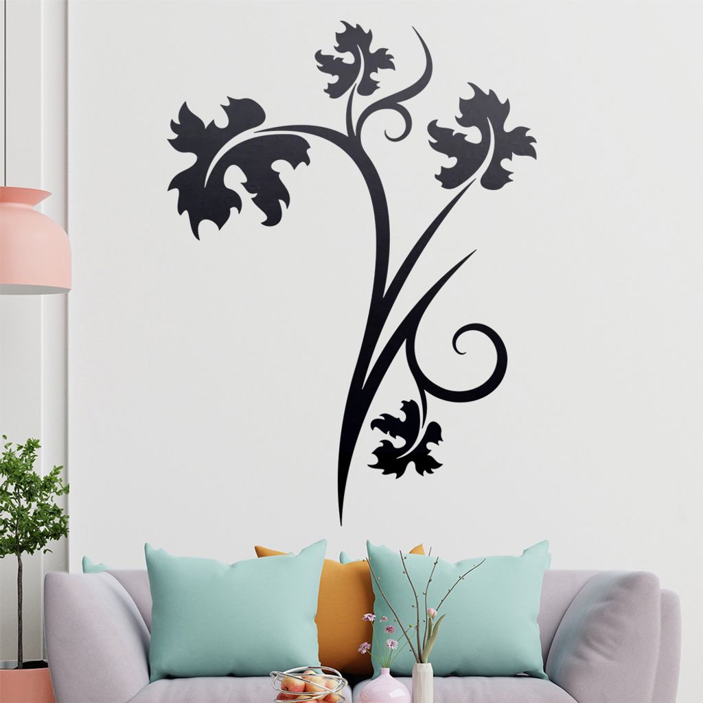 Blätter - Linien Wandtattoo in 6 Größen - Wandaufkleber Wall Sticker - Dekoration, Küche, Wohnzimmer, Schlafzimmer, Badezimmer