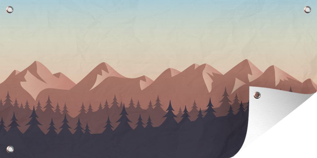 MuchoWow 80x40 cm Outdoor-Poster Gartendeko Sichtschutz Garten Poster für den Garten Eine Illustration einer Berglandschaft bei Sonnenuntergang