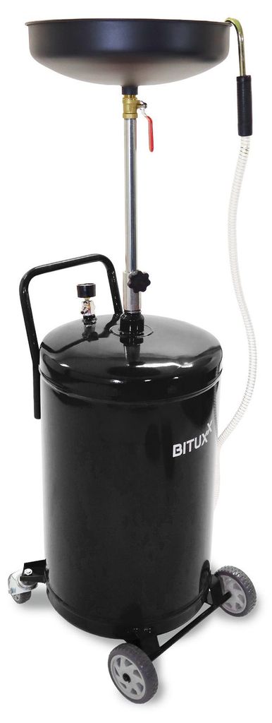 Bituxx Mobiler 80L Ölauffangwagen Ölablassgerät Altölauffang Ölwechsel Druckluft Entleerung 38,5cm Trichter Schwarz MS-19651