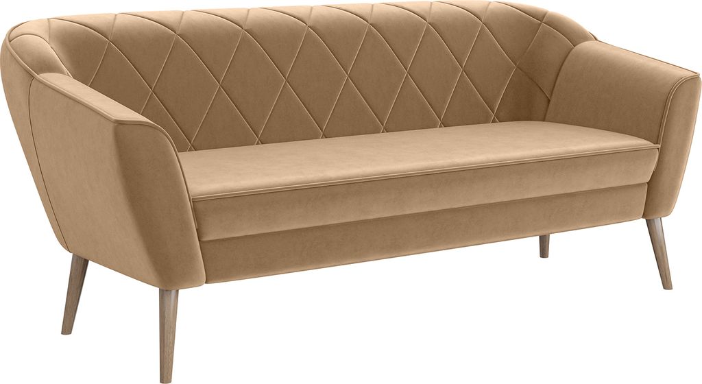 MEBLINI Mini Sofa 3-Sitzer für Wohnzimmer - Mini Lounge für drei Personen - Küchensofa - Sofa Klein - GISELA - 3 - Beige Samt