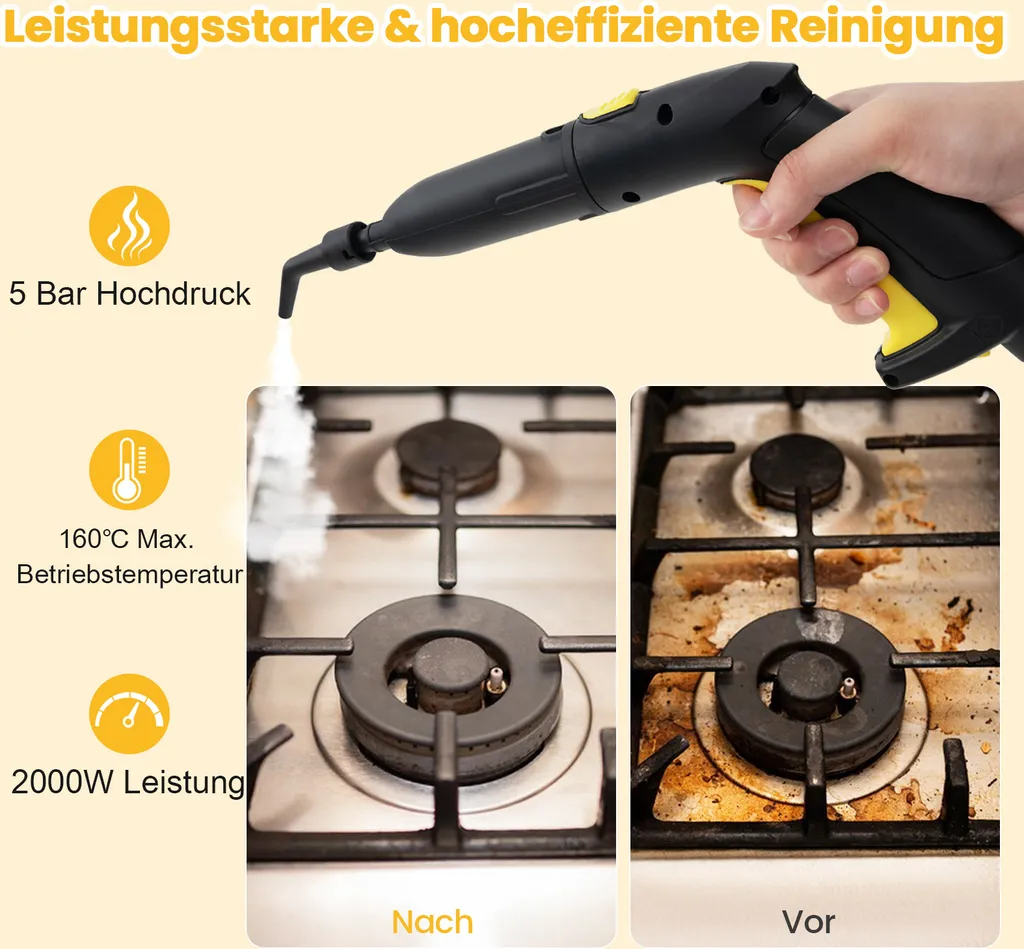 Nettoyeur Vapeur Multifonction 160℃ pour Désinfection Totale Maison