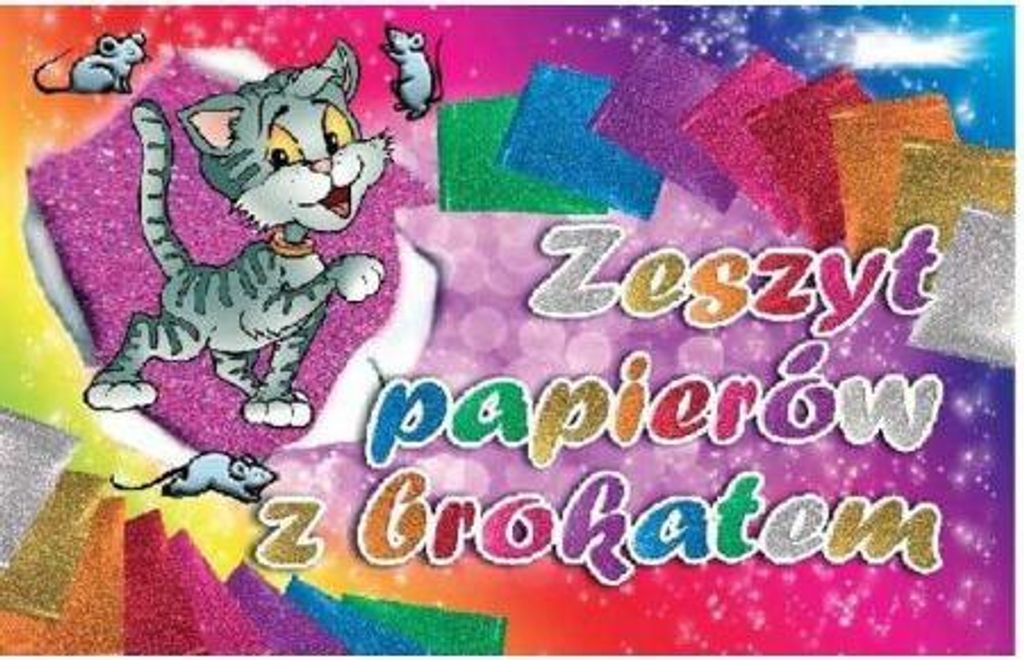 Glitzerpapierbuch B4, 10 Blatt, 8 Farben, 150g