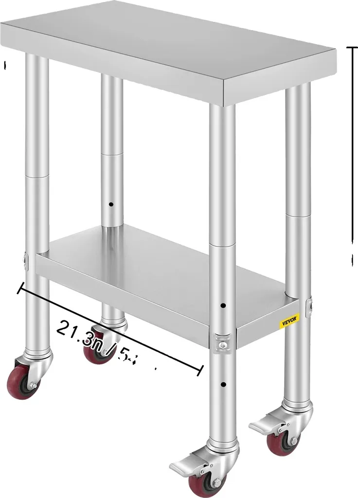 Table de préparation cuisine inox 24x12 pouces avec étagère réglable