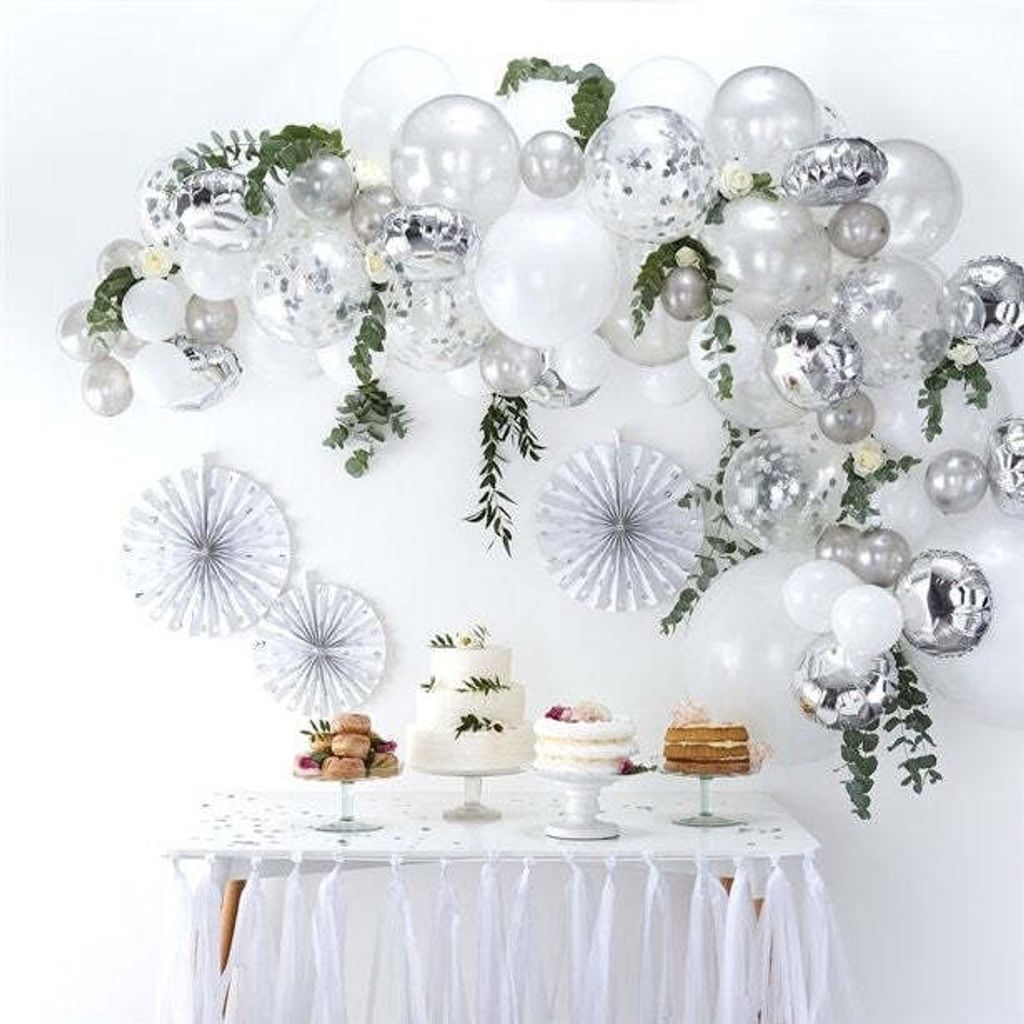 Ballongirlande, weiß-silber, 4m Produktbild 
