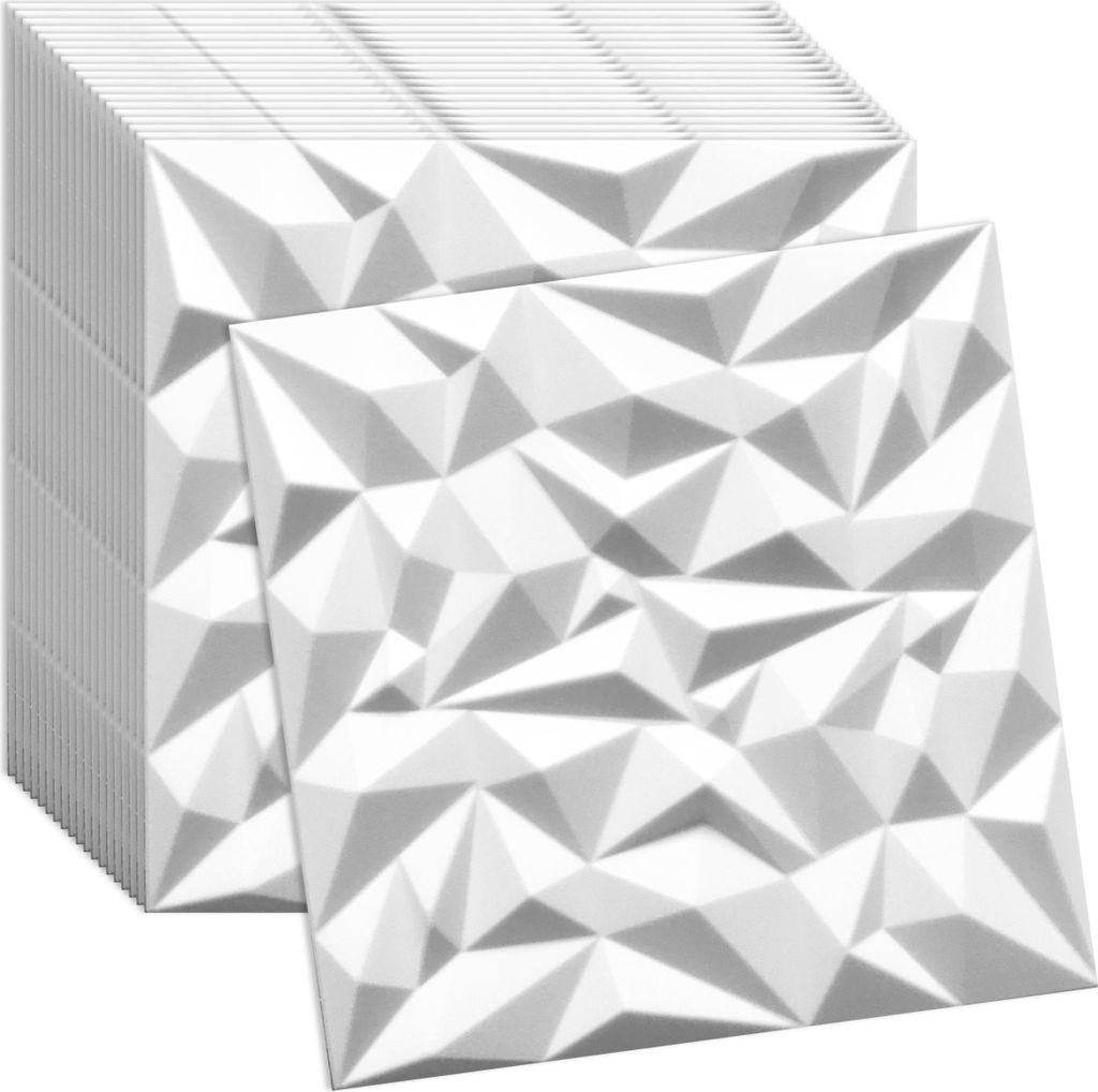 Verdico | 3D Wandpaneel Polystyrol - 50x50 cm - Weiß - Dekorativ und modern - 20 Stück im Set, Wand- & Deckenverkleidung