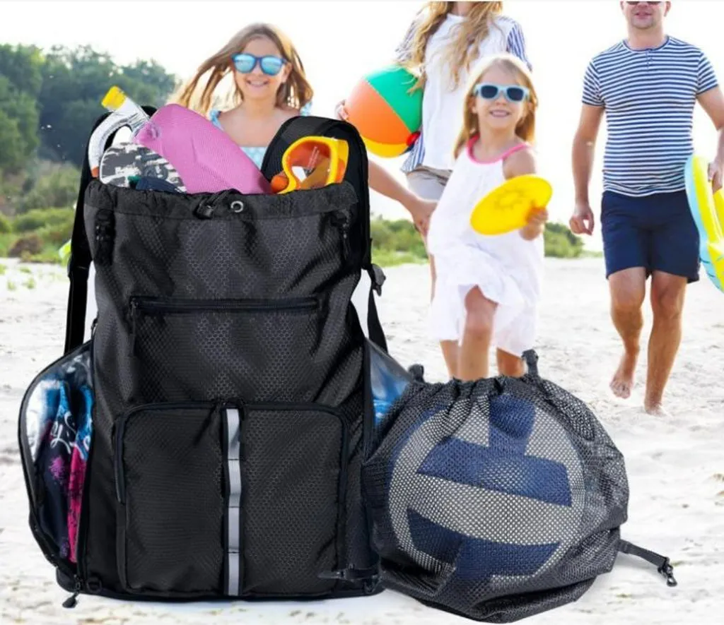 Sac à dos noir imperméable ultra léger avec cordon de serrage robuste