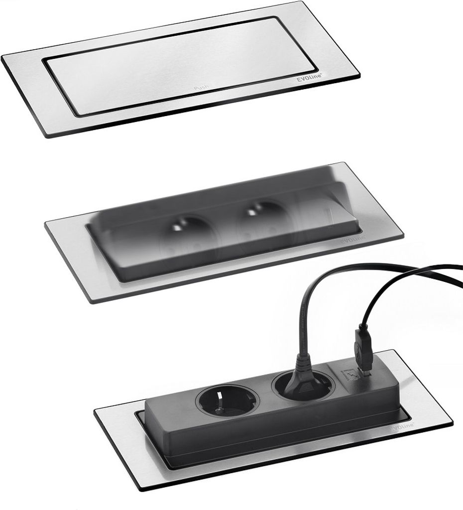 Evoline Backflip, Edelstahl 2-Fach Steckdose 417515 Produktbild 16