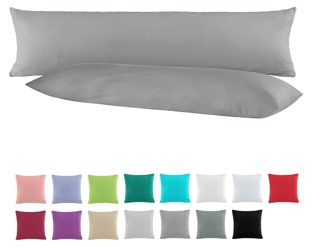 Zwei Kissenbezüge aus Baumwollperkal für Seitenschläfer, 40 x 145 cm | Kissenbezüge für Stillkissen, aus 100 % Baumwolle | Farben: Stahlgrau u...