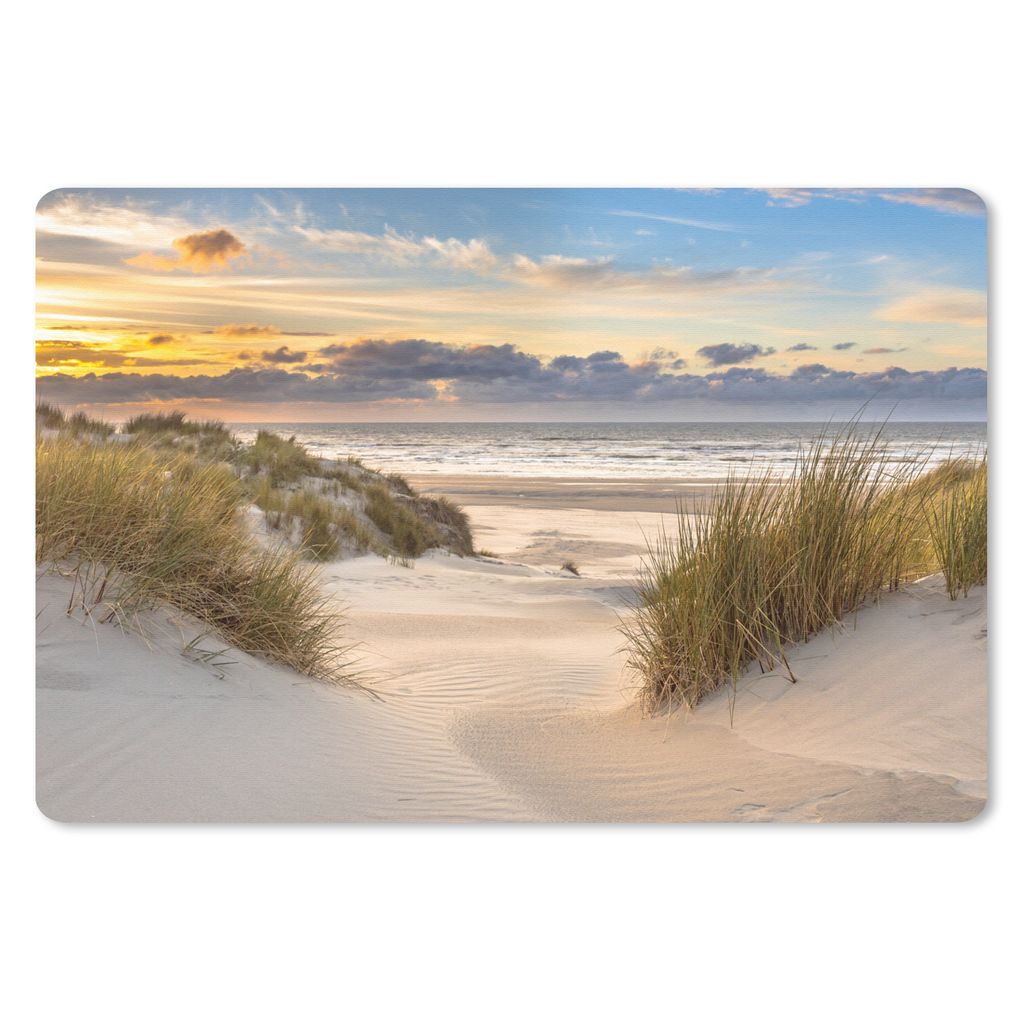 MuchoWow Schreibtischunterlage Strand - Düne - Gras - Sonnenuntergang - Meer 60x40 cm - XXL Mauspad - Großes Mauspad