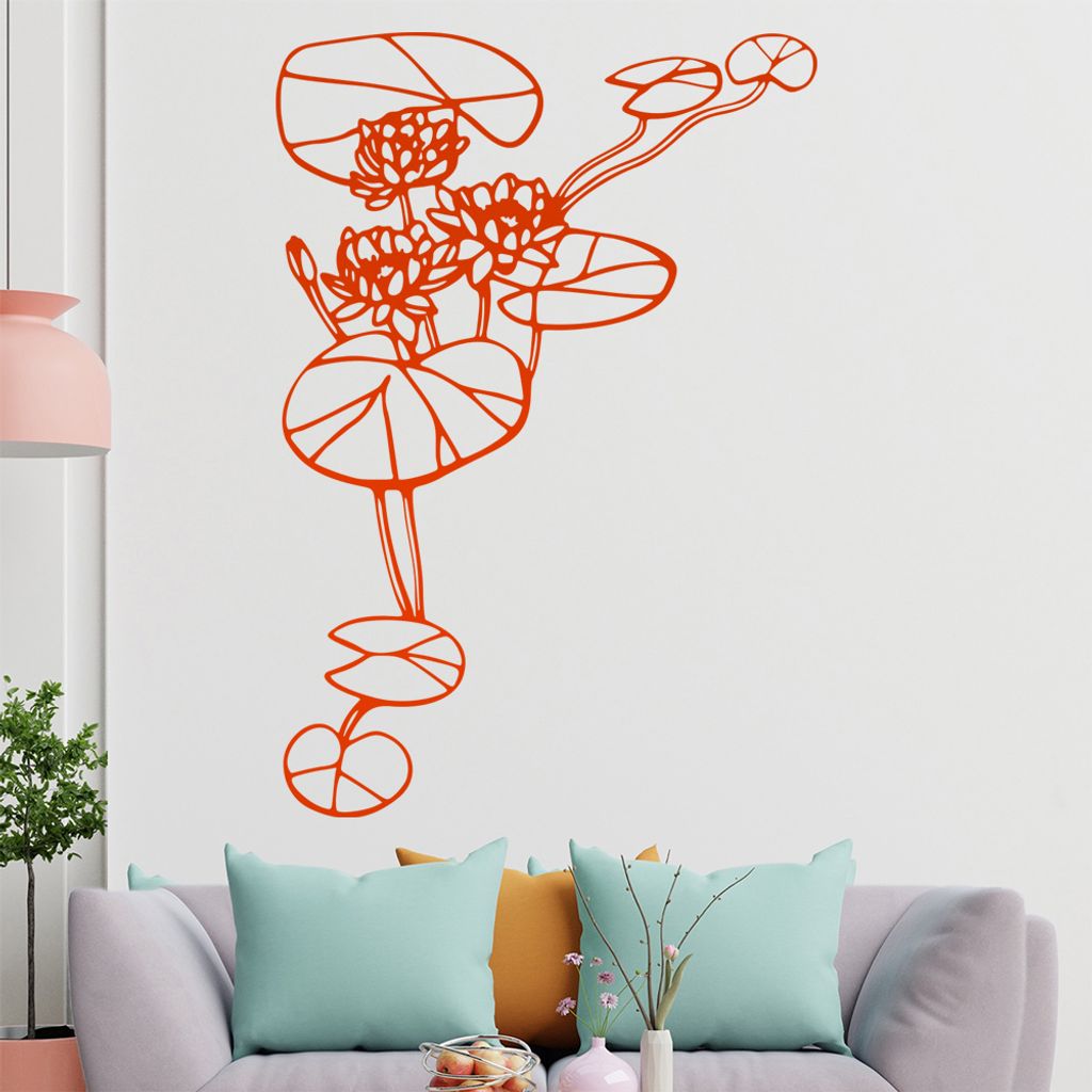 Seerose - Pflanzen Wandtattoo in 6 Größen - Wandaufkleber Wall Sticker - Dekoration, Küche, Wohnzimmer, Schlafzimmer, Badezimmer