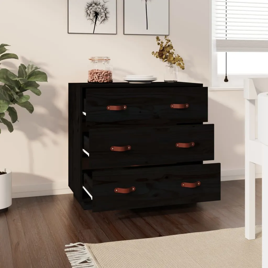 Madia Nera vidaXL 80x40x75 cm Pino Massiccio Stile Industrial