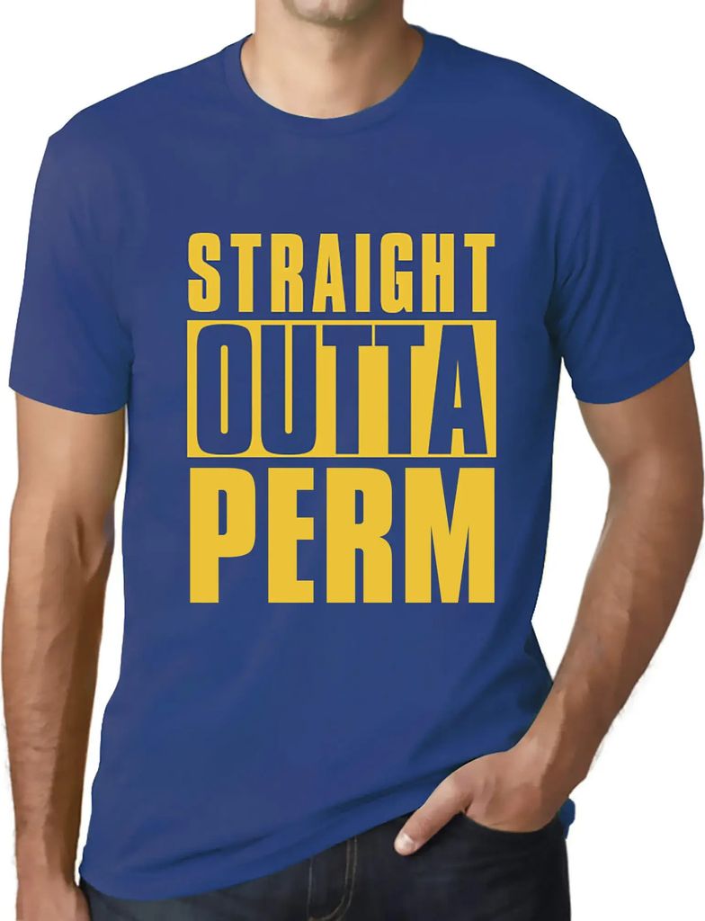 Herren Grafik T-Shirt Direkt aus der Dauerwelle – Straight Outta Perm – Öko-Verantwortlich Vintage Jahrgang Kurzarm Lustige Druck Geburtstag G...