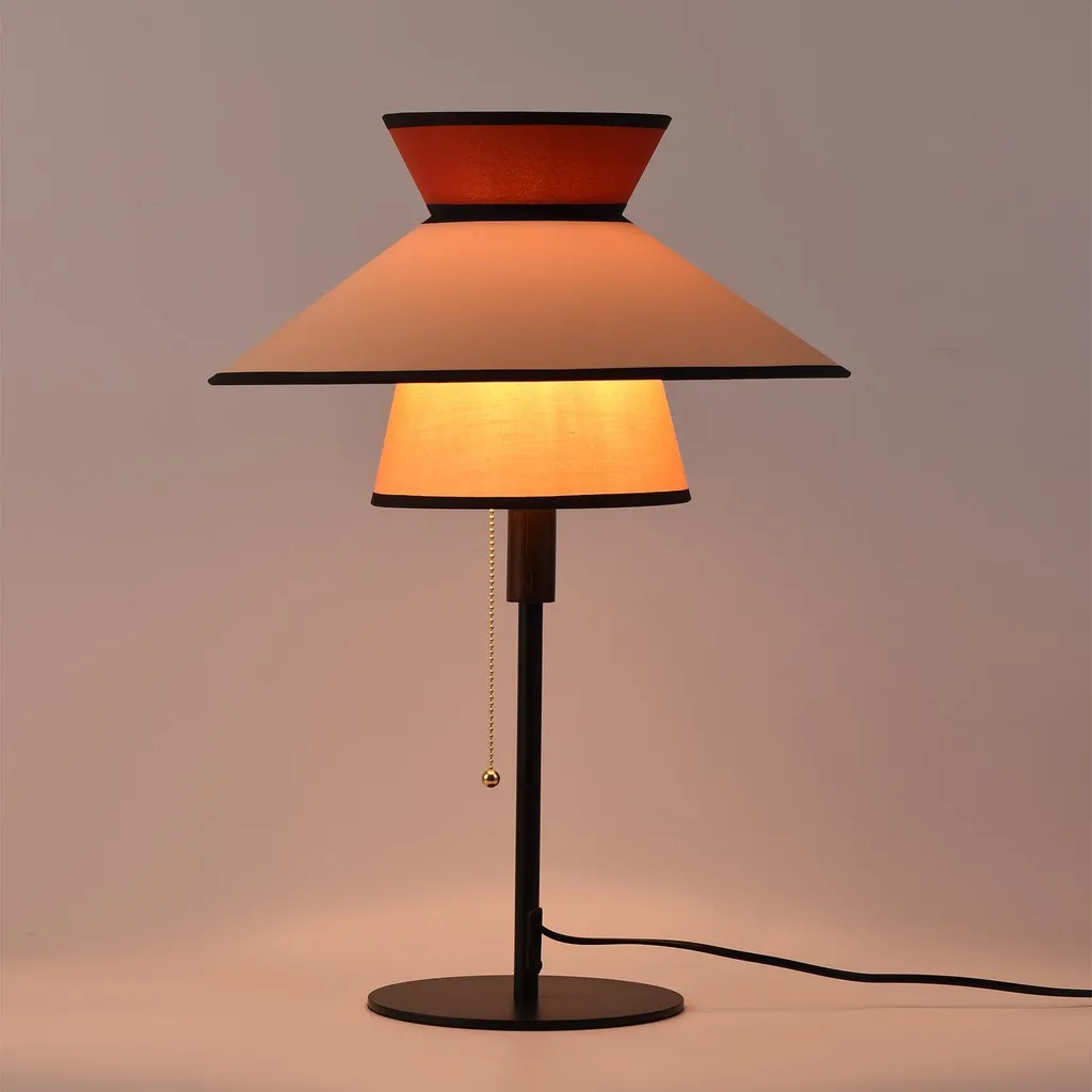 Lampe design rétro LIMONA tons chauds et grand abat-jour 40cm E27