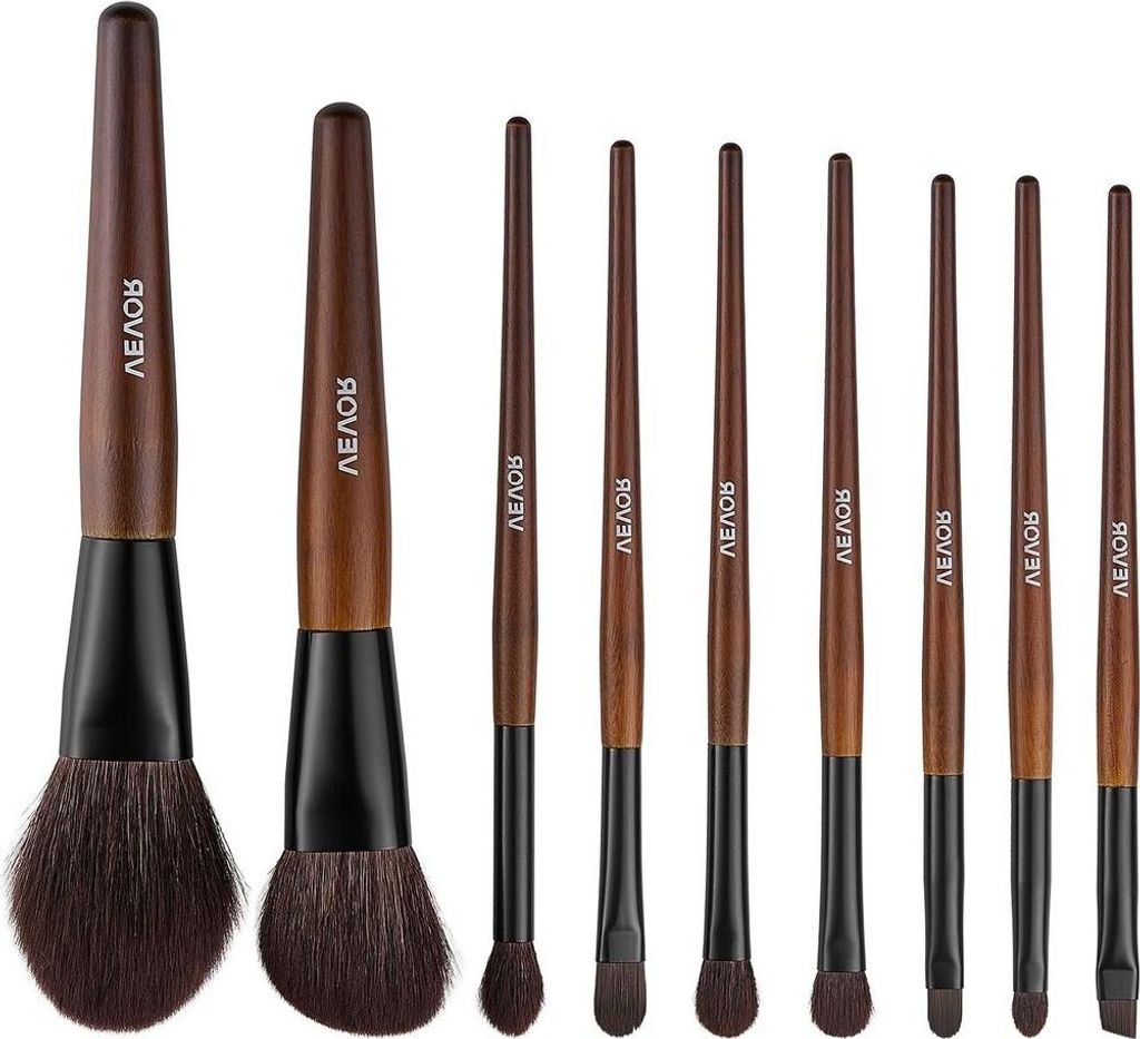 9-Piece Makeup Brush Set for Foundation Blending Eyeshadow, Professional Makeup Brush Kit with Soft Natural Wool & Vegan Synthetic Bristles, Ergono...