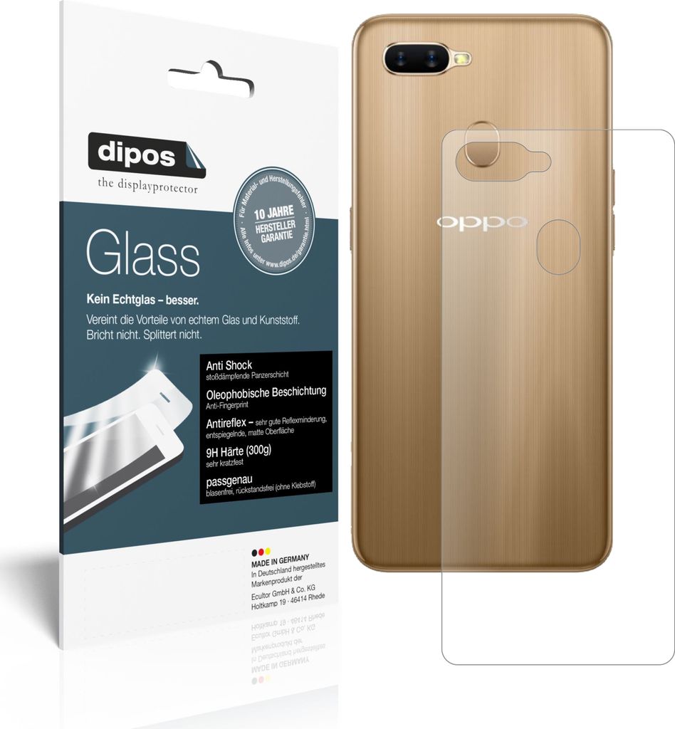 dipos I Panzerfolie matt passend für Oppo AX7 Pro Rückseite Schutzfolie 9H Displayschutz-Folie (bewusst kleiner als das Glas, da dieses gewölbt ...