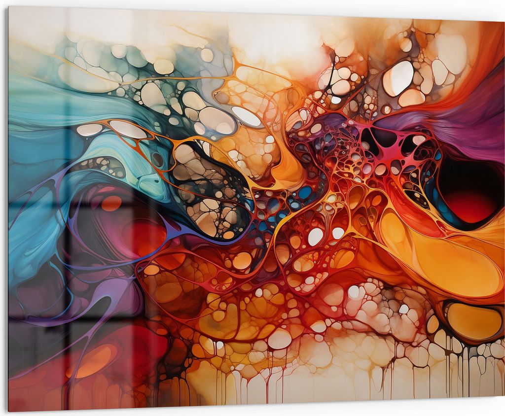 DEQORI Küchenrückwand Glas 80x60 cm 'Organische Farbwelten' Spritzschutz Bad Rückwand Küche