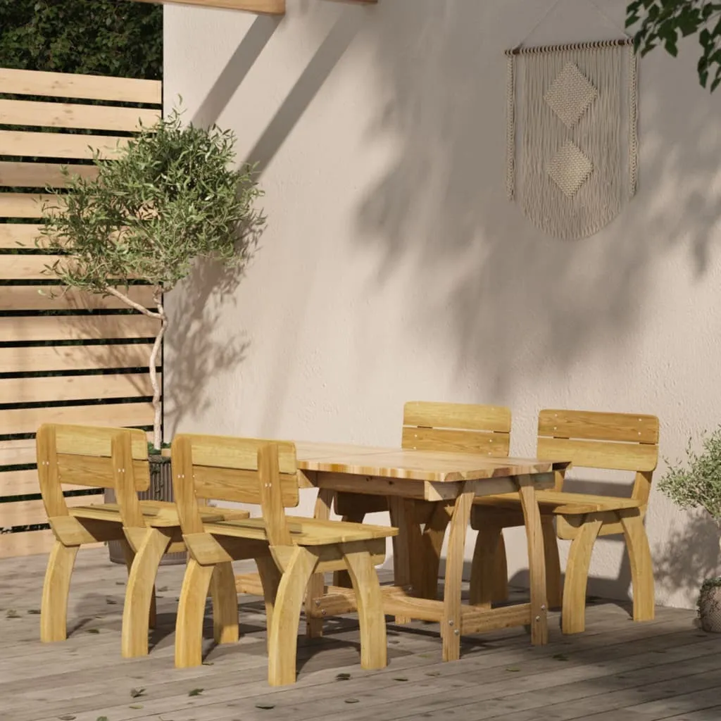 Table de Jardin et 4 Chaises en Pin pour Repas en Extérieur - Set Complet - 10
