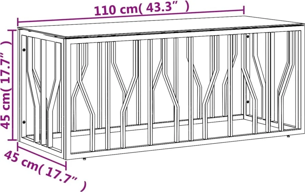 Table Basse Rectangulaire Bois Massif et Structure Acier Inoxydable 100cm - 6