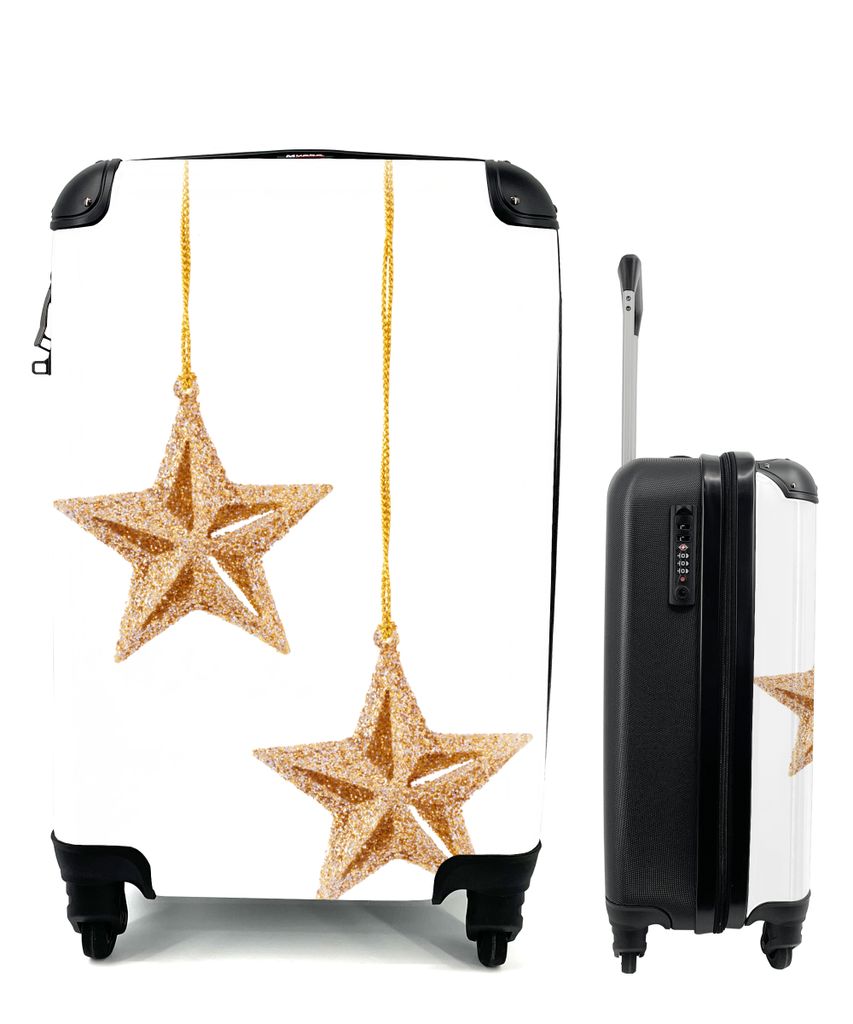 MuchoWow Koffer Handgepäck Trolley Rollkoffer Kleine Reisekoffer mit 4 Rollen - Weihnachtssterne auf weißem Hintergrund - Cabin Size < 55x40x23...
