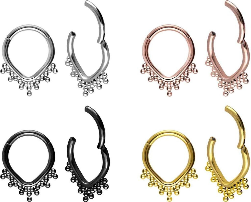 Ohrpiercing, Nasenpiercing, Septum Piercing Titan Segmentring Clicker TROPFEN + KUGELN