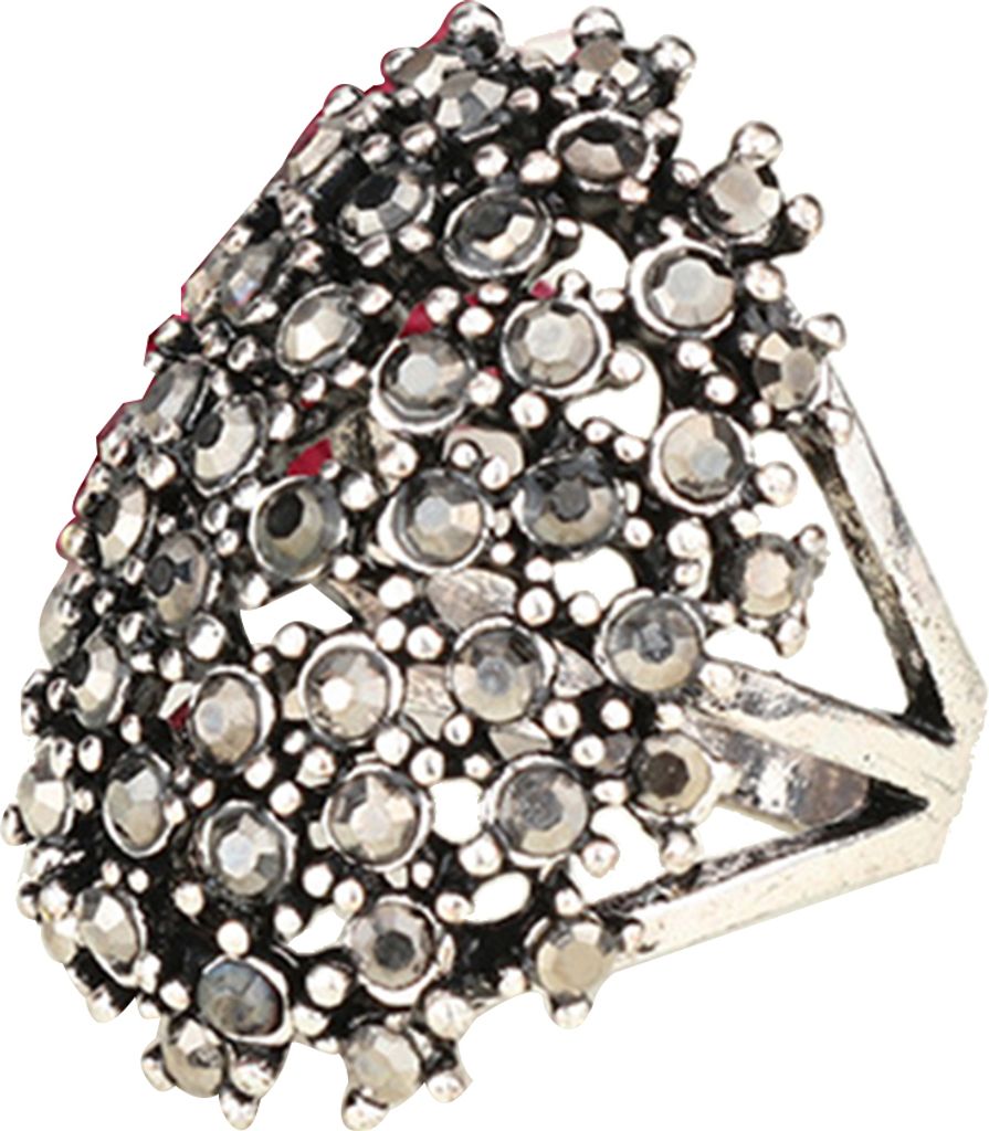 Luxus Oval Bunte Strass Intarsien Frauen Finger Ring Party Schmuck Geschenk-Schwarz,US 8