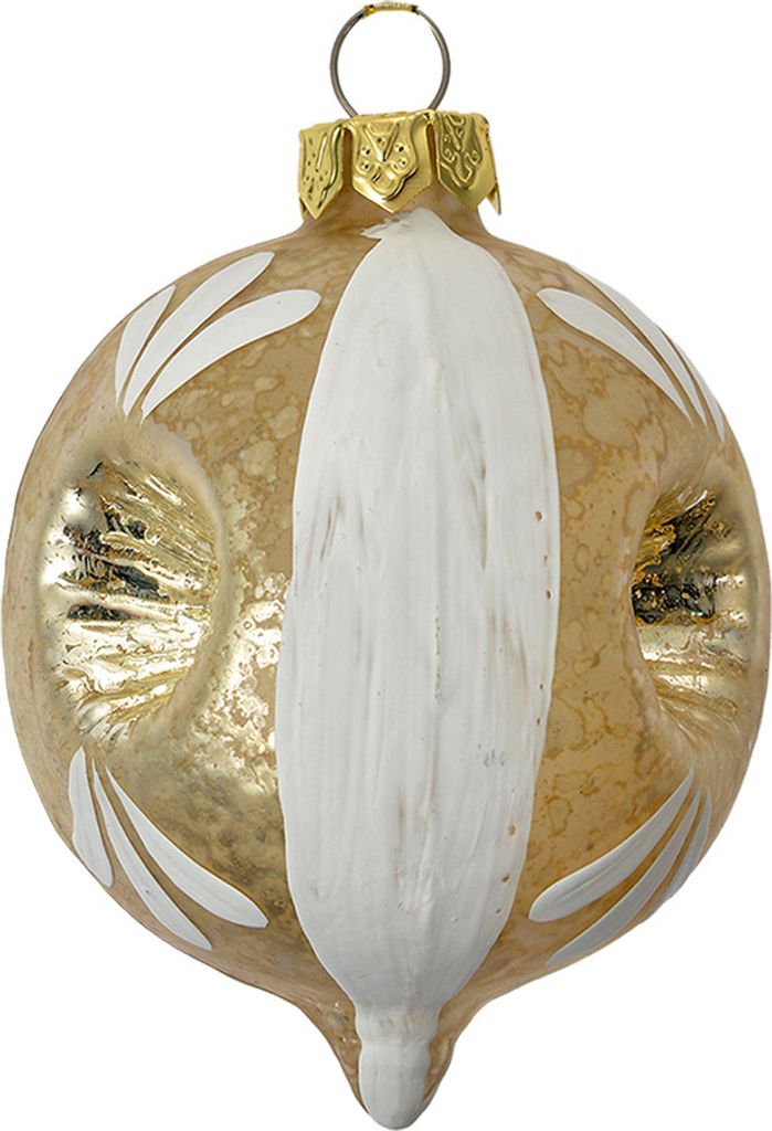 Clayre & Eef Weihnachtskugel Ø 5x7 cm Grau Weiß Glas