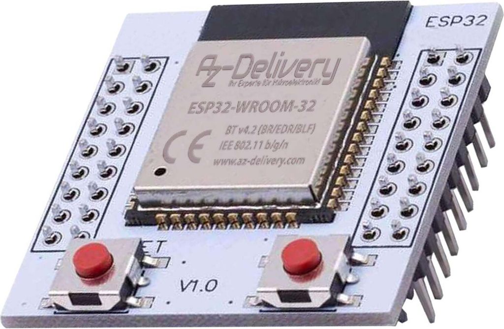 AZ-Delivery Mikrocontroller ESP32 Wlan WiFi Modul mit gratis Adapterplatte für Raspberry Pi und Mikrocontroller, 1x Set
