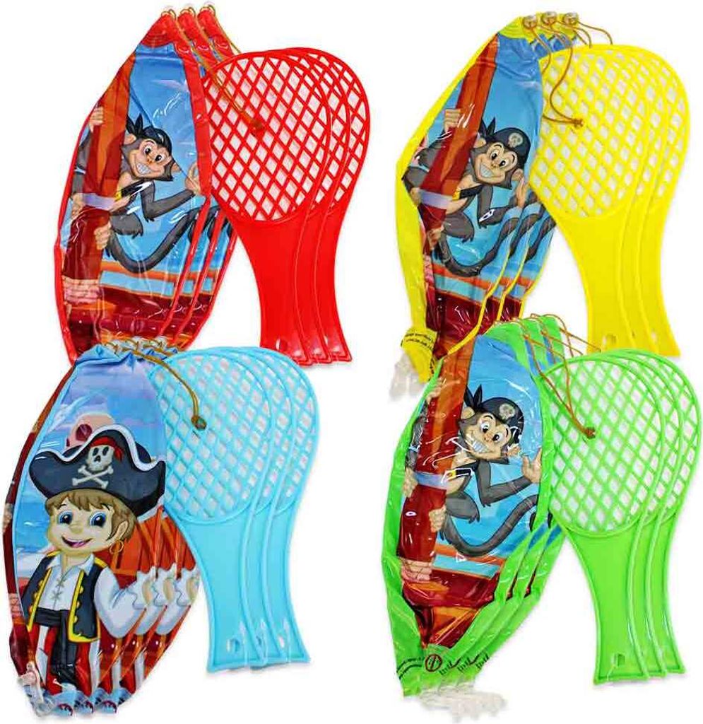 Piraten Strandbälle an Paddle befestigt im 12er Set