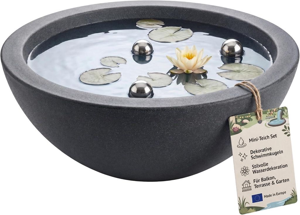 BigDean Miniteich Brunnen Set Schale mit Teichkugeln Produktbild 